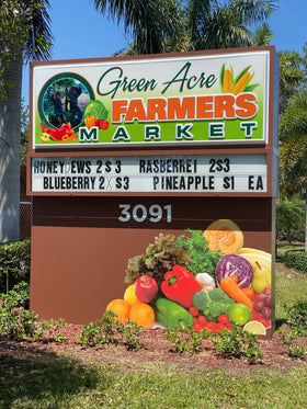 Green acre farm sign