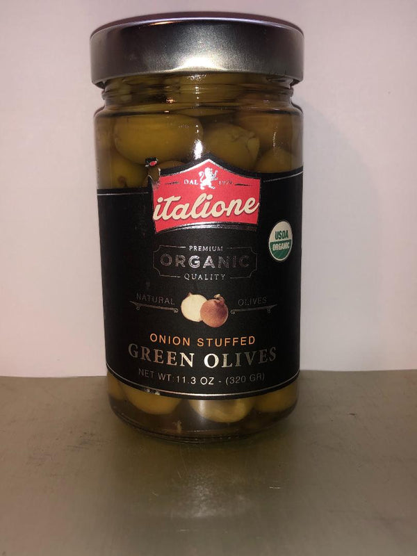 Onion Stuffed Green Olives (Organic) Italione